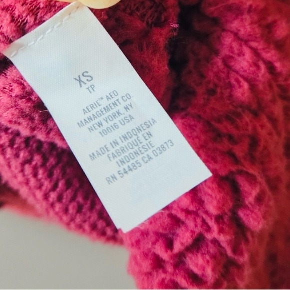 Aerie Maroon Half-Zip Sherpa Women's Sweater/Sweatshirt XS - Picture 6 of 7